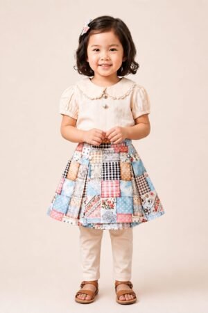 Pastel Patchwork Baby Dress Set
